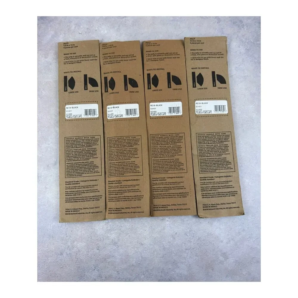 Lot of Four (4-Pk) Dalite Glazed Ceramic Jolly Trim Tile 1/2